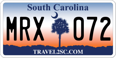 SC license plate MRX072