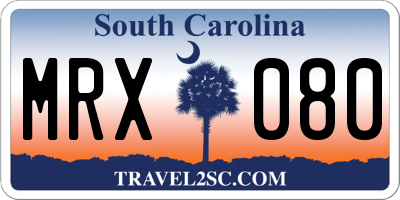 SC license plate MRX080