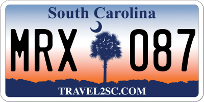 SC license plate MRX087