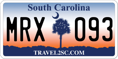SC license plate MRX093