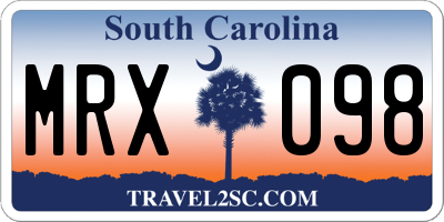 SC license plate MRX098
