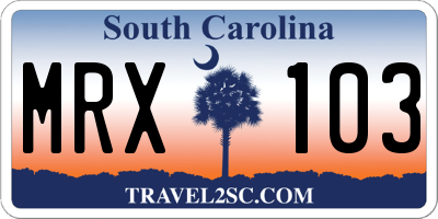 SC license plate MRX103