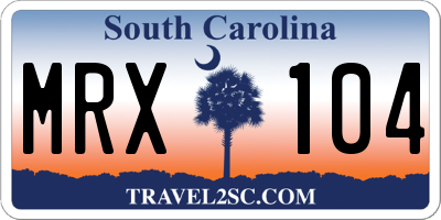 SC license plate MRX104