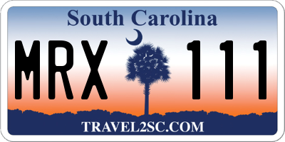 SC license plate MRX111