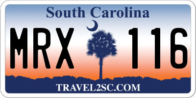 SC license plate MRX116