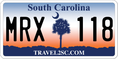 SC license plate MRX118
