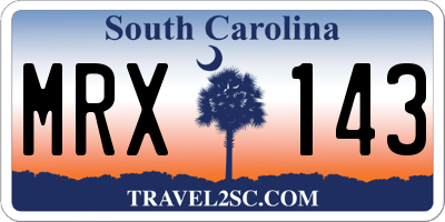 SC license plate MRX143