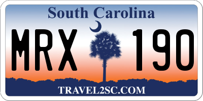 SC license plate MRX190