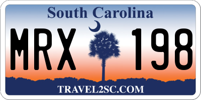 SC license plate MRX198
