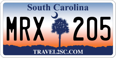 SC license plate MRX205