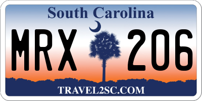 SC license plate MRX206