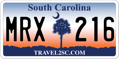 SC license plate MRX216