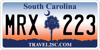 SC license plate MRX223