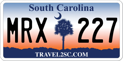 SC license plate MRX227