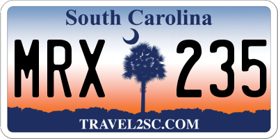SC license plate MRX235