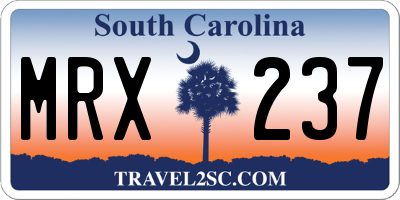 SC license plate MRX237