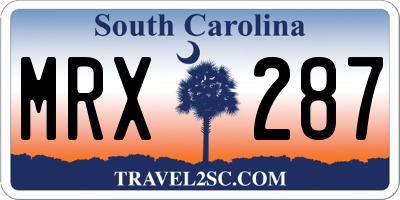 SC license plate MRX287