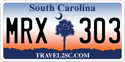 SC license plate MRX303
