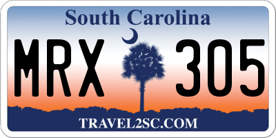 SC license plate MRX305