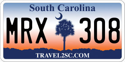 SC license plate MRX308