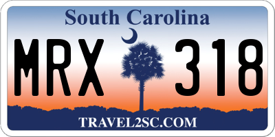 SC license plate MRX318