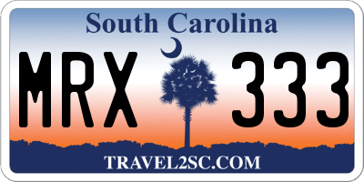 SC license plate MRX333