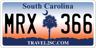 SC license plate MRX366