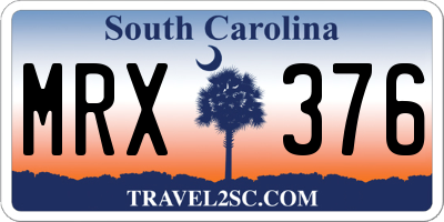 SC license plate MRX376