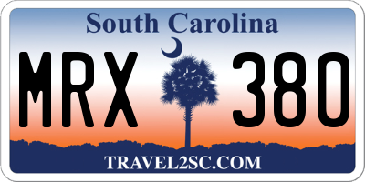 SC license plate MRX380