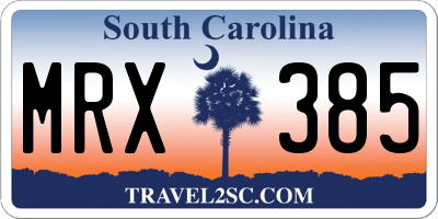 SC license plate MRX385
