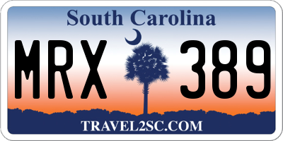 SC license plate MRX389