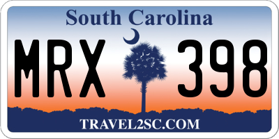 SC license plate MRX398