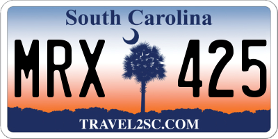 SC license plate MRX425