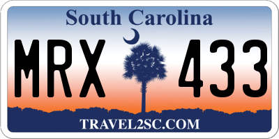SC license plate MRX433