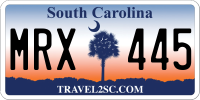 SC license plate MRX445
