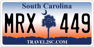 SC license plate MRX449