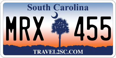 SC license plate MRX455