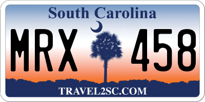 SC license plate MRX458