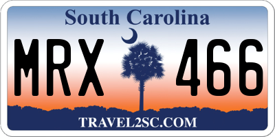SC license plate MRX466