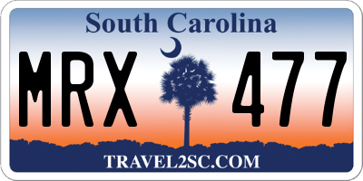 SC license plate MRX477