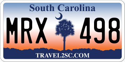 SC license plate MRX498