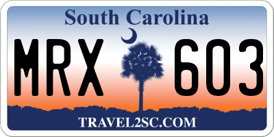 SC license plate MRX603