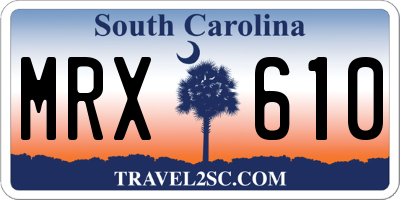 SC license plate MRX610
