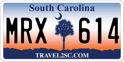 SC license plate MRX614