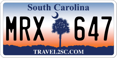 SC license plate MRX647