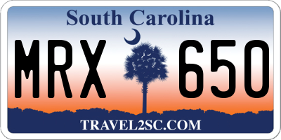 SC license plate MRX650