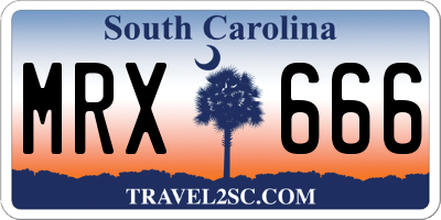 SC license plate MRX666