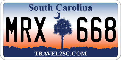 SC license plate MRX668