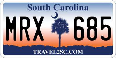 SC license plate MRX685