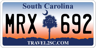 SC license plate MRX692